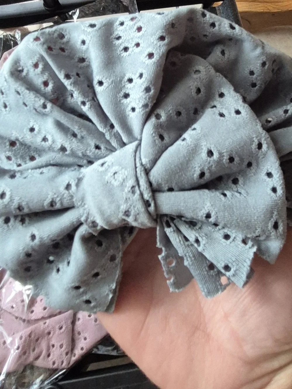Soft Knit Baby Headwrap Bow in Sage Green, White, Pink & Lilac